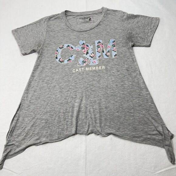 Disney Tops - Disney Cast Exclusive Collection Women's Large Short Sleeve Gray Floral T Shirt